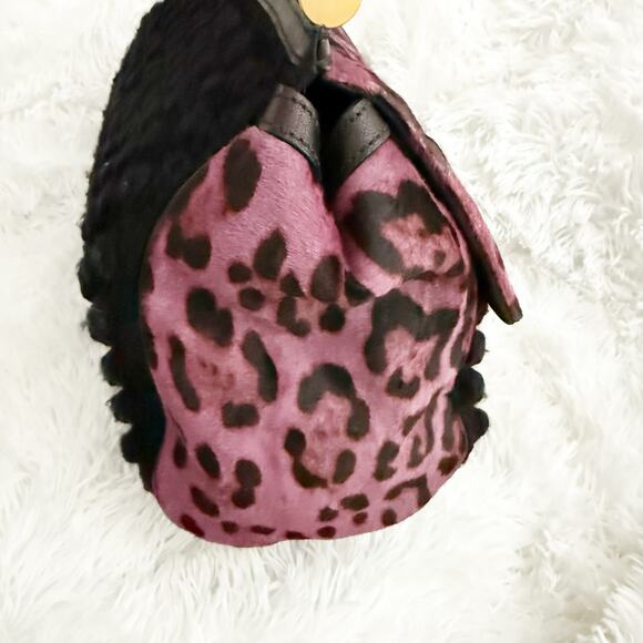 DOLCE & GABBANA | Knit Trim Ponyhair Sicily Satchel Shoulder Strap Purple Black - Picture 10 of 16